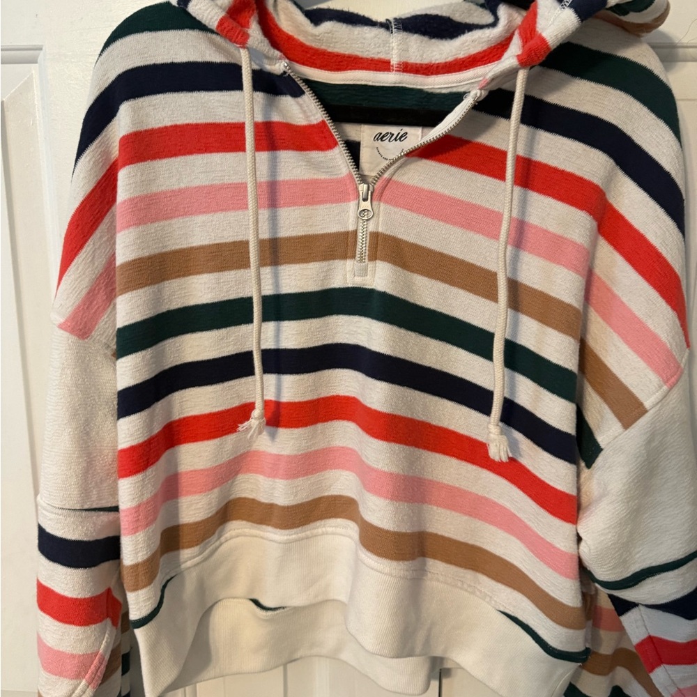 Aerie Women's Colorful Striped Half-Zip Hoodie
